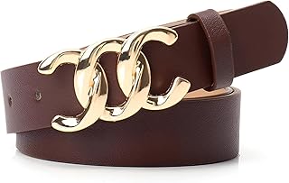 حزام خصر أنيق من الجلد الصناعي للنساء مناسب للجينز والفساتين مع إبزيم ذهبي أنيق لإطلالة أنيقة