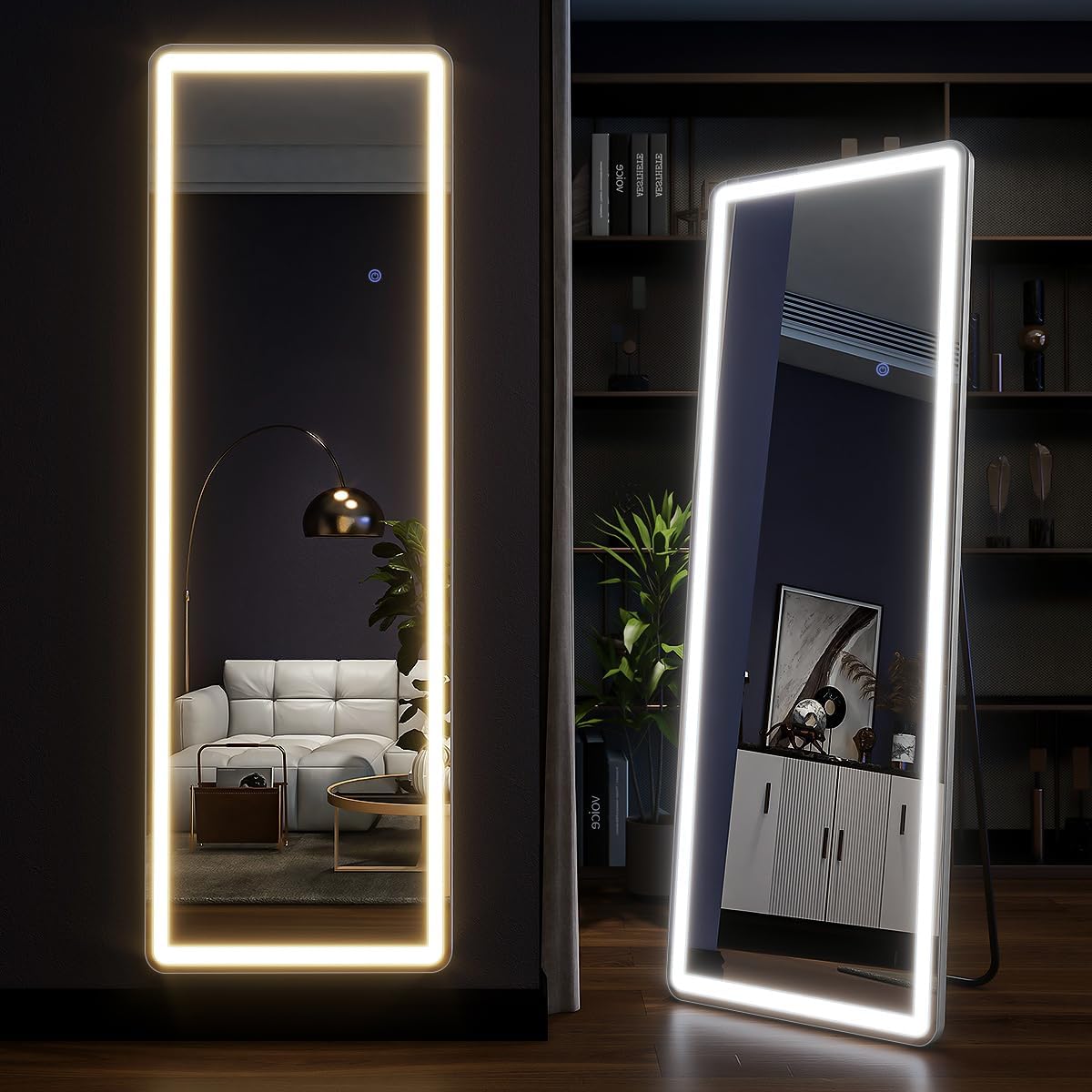 Amazon.com: Koonmi 63"x20" Full Length Mirror with Lights,LED Mirror Full Length,Lighted Floor ...