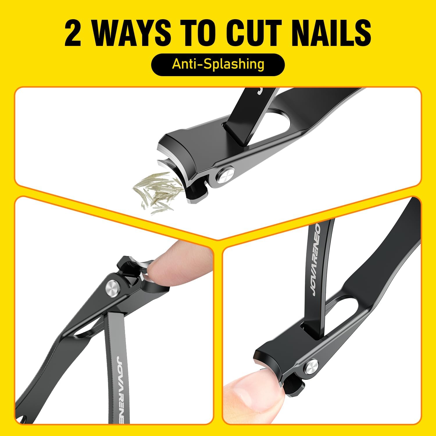 Toenail Clippers for Seniors, Angled Head Toe Nail Clippers for Thick Toenails, Wide Jaw Clippers, Ergonomic Anti-Splash Cutter, Upgraded Long Handled Toenail Clippers