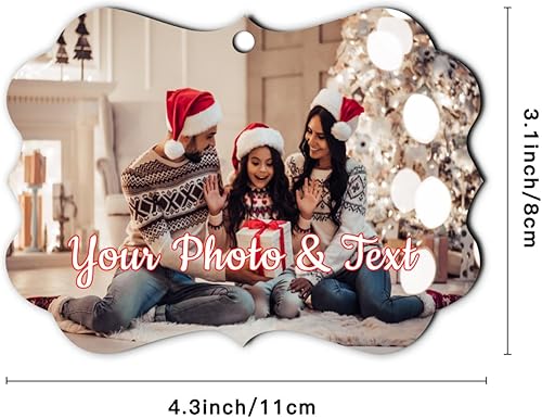 Miniatura 2 de Adornos de Navidad personalizados 2023, adorno colgante de texto con foto personalizada, decoración de árbol de Navidad, regalo para familiares,