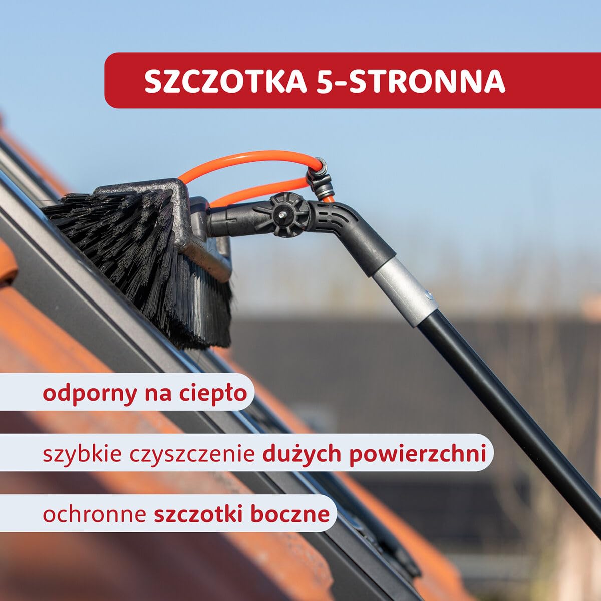 Aquascopic aluminiowy drążek teleskopowy ze szczotką do paneli słonecznych i okien – regulowany, do 3,6 m – profesjonalny czyściciel okien i elewacji