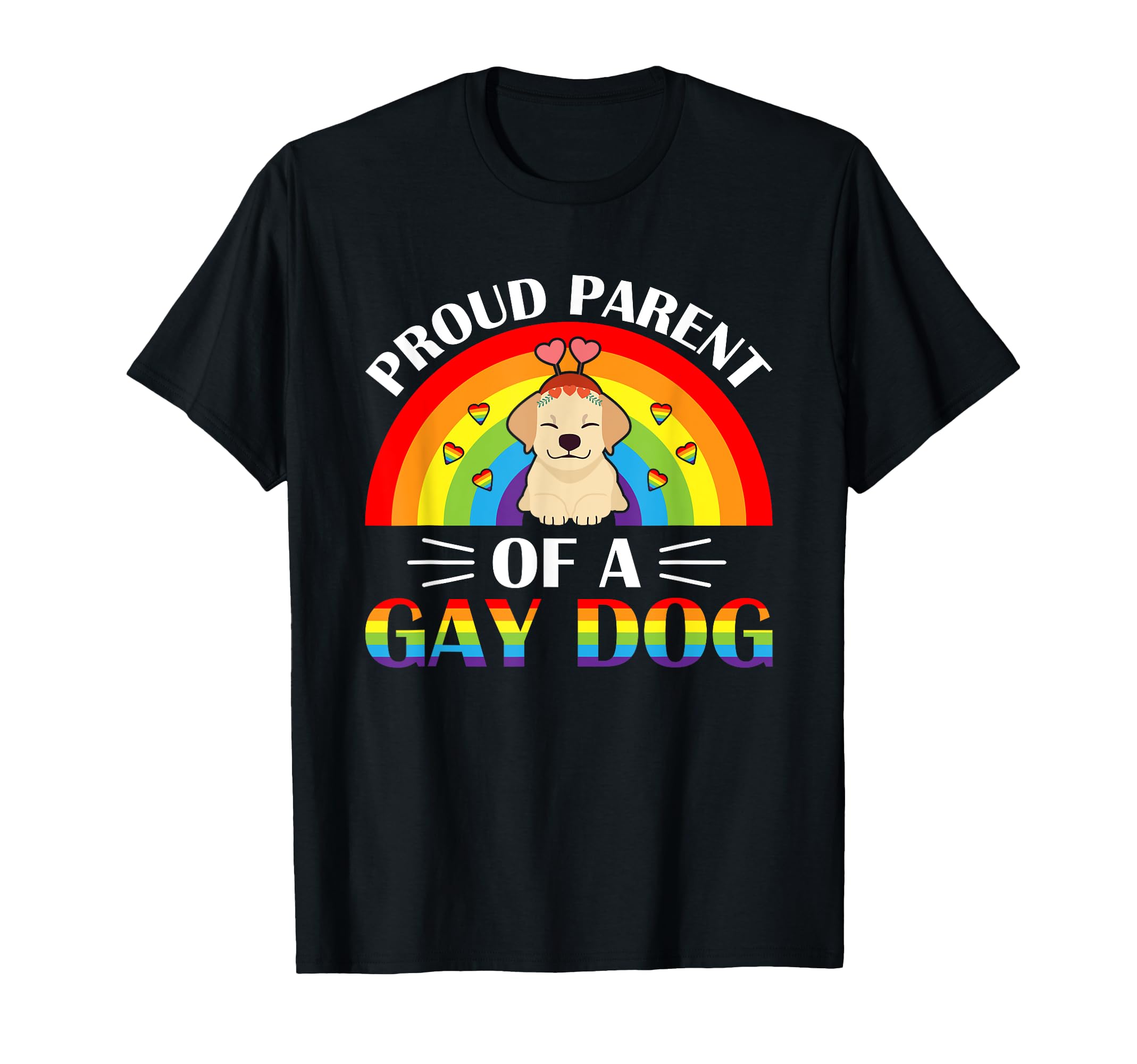 Parents of a Gay Dog LGBTQ Rainbow Pride T-Shirt, Black