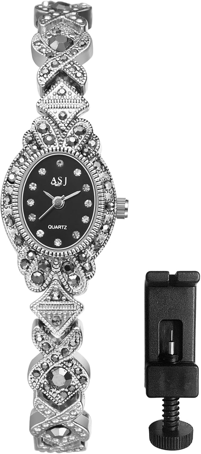 Avaner Women's Silver Wrist Watches: Rhinestones Analog Quartz Oval Bracelet Watches Bling Wristwatch - Image 7