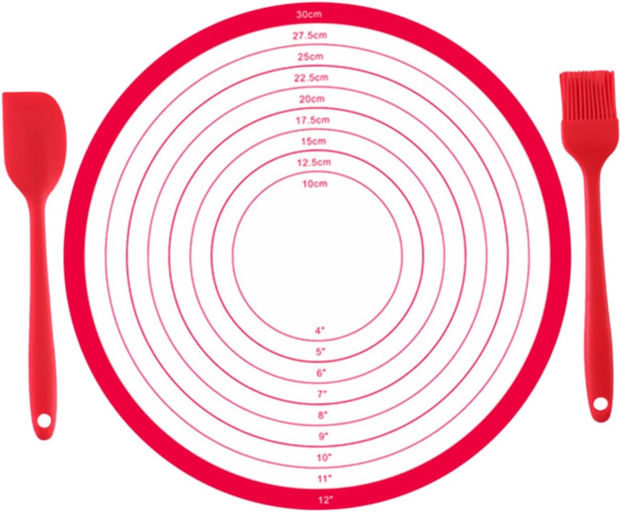 1 Set Cutting Board Pad with Scale Baking Mat Silicone Baking Pad Kitchen Dough Mat Silicone Mat Roasting Pan Countertop Pastry Mat To Rotate Red Fudge Bread