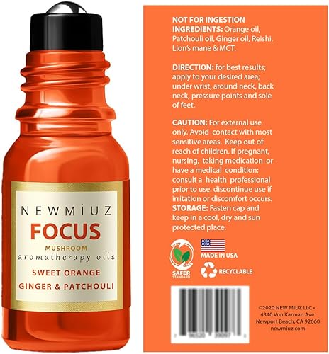 Miniatura 8 de Mezcla de aceites esenciales roll-on Focus Memory Concentration Orange Ginger Pachuli y limpieza y protege enebro Berry White Sage con Nerolina,