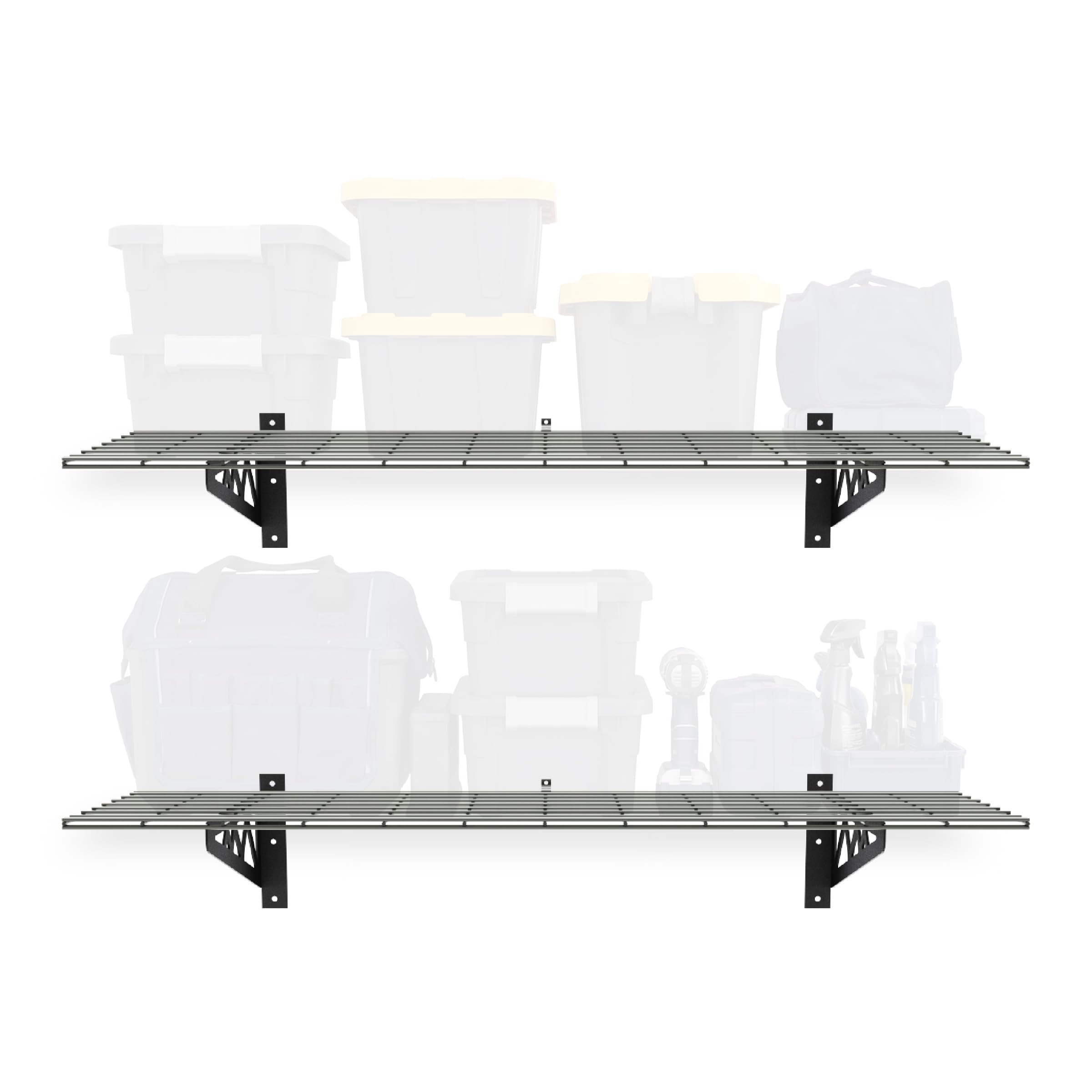 MonsterRax 18x48 White Garage Wall Shelf 2-Pack