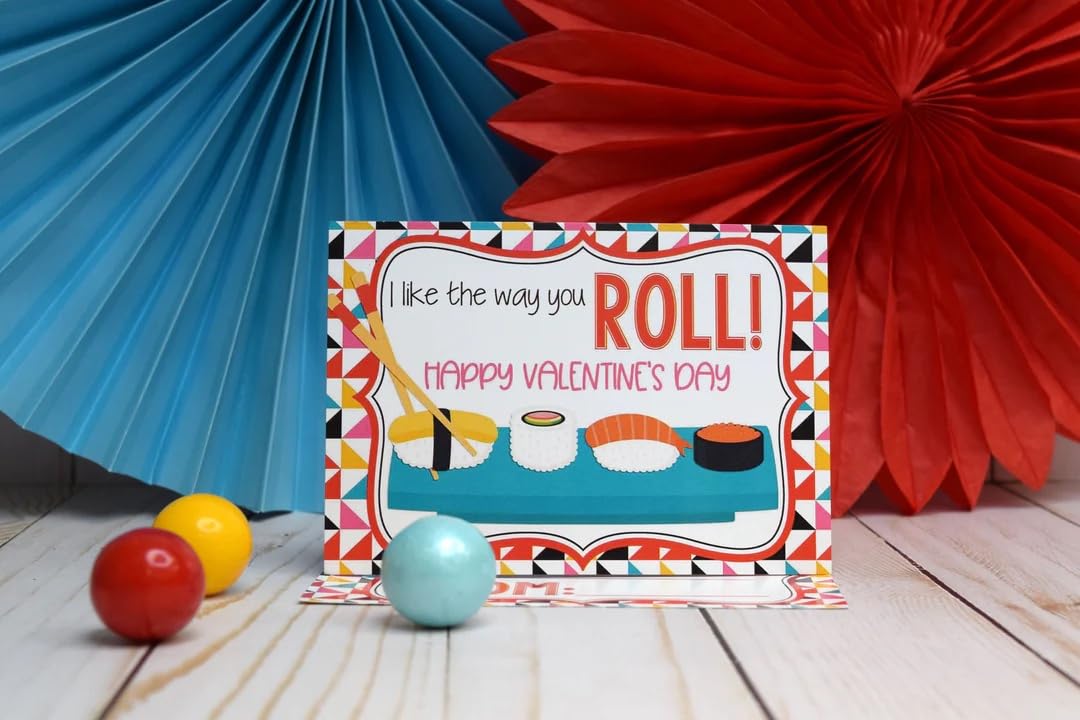 AmandaCreation - Tarjetas para el día de San Valentín con texto en inglés "I Like The Way You Roll para regalar a amigos y compañeros de clase, treinta (30) tarjetas de 8,9 x 12,7 cm (sin sobres)