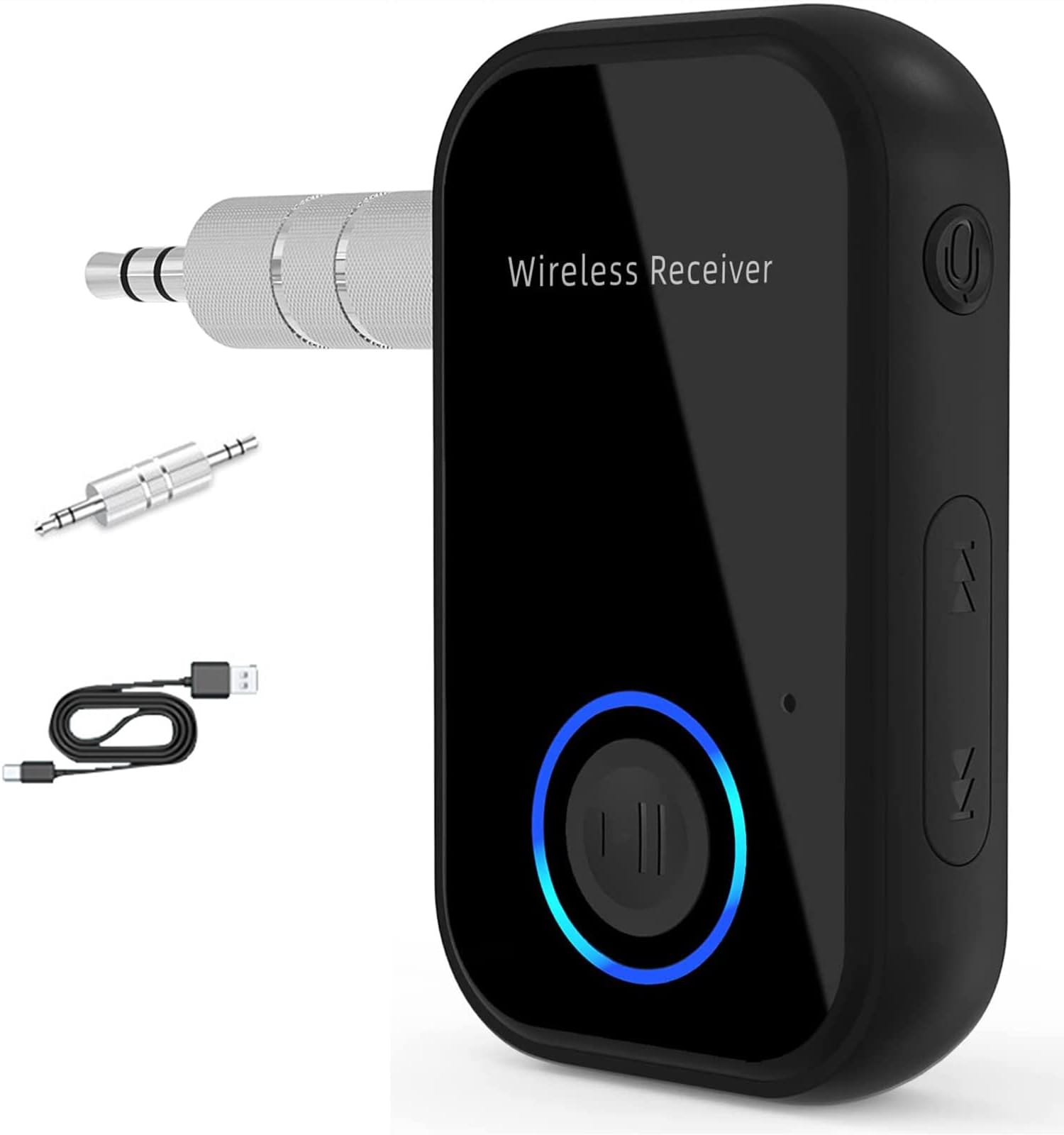 YJLX Bluetooth 5.0 Receiver Car Bluetooth Aux Adapter 3.5mm Bluetooth Receiver Noise Cancellation Hand-free Calls Wireless Aux Audio Music Receiver for Car/Home Stereo/Wired Speaker/Headphones