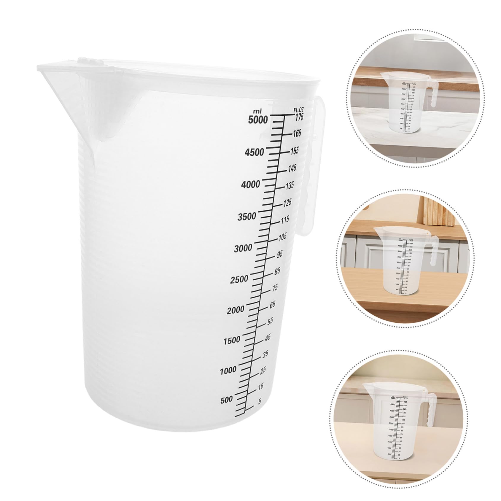 Toyvian Tasse à Mesurer en Plastique Pp 5l avec Couvercle Anti-poussière, Grosse Capacité pour Recettes de Boissons Variées et Cuisines Ouvertes, Visibilité Claire Garantie