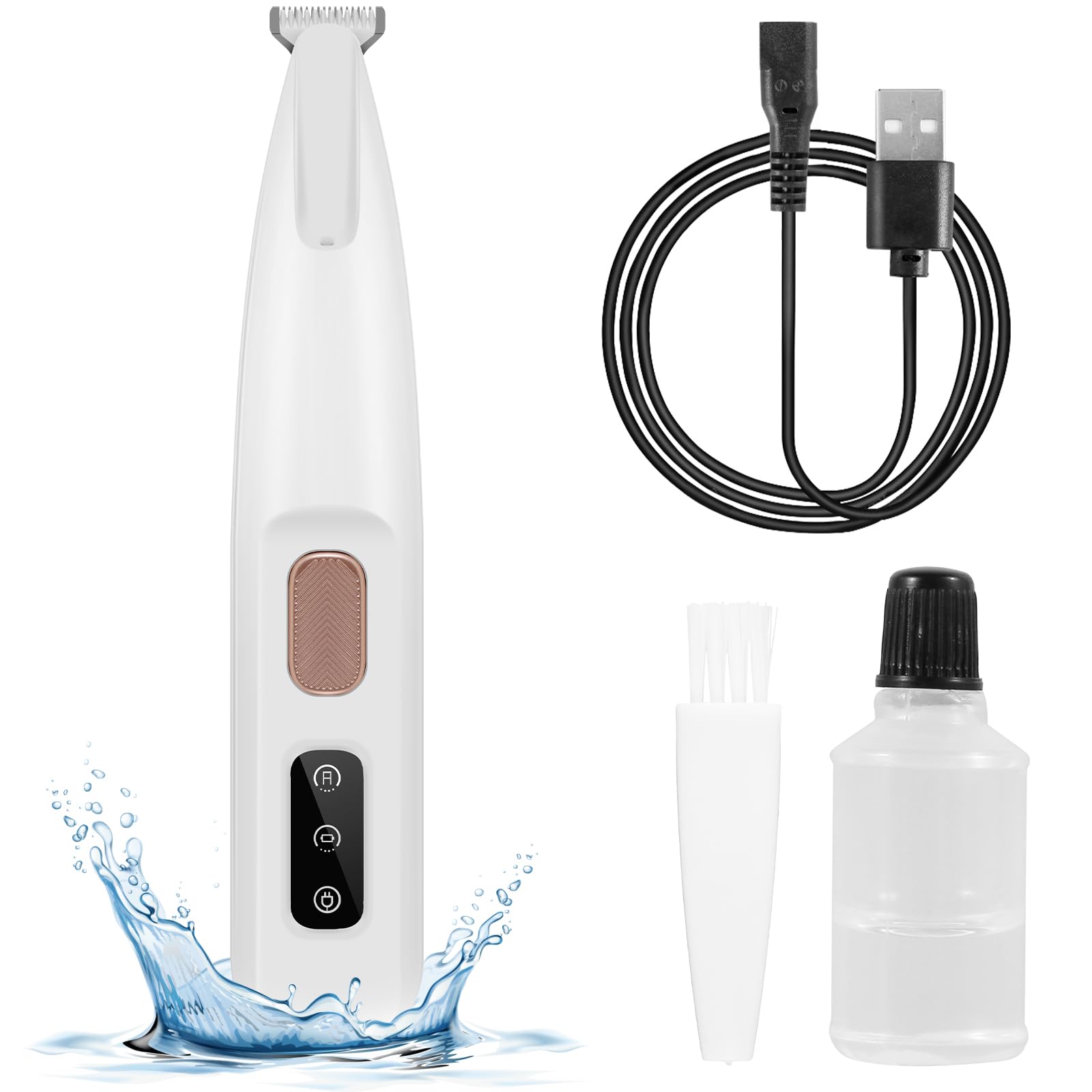 Dog Paw Trimmer with LED Light, Pet Hair Trimmer with LED Display, Dog Clippers for Grooming, 18mm Widen Blade 35dB Low Noise Fully Waterproof, 500mAh