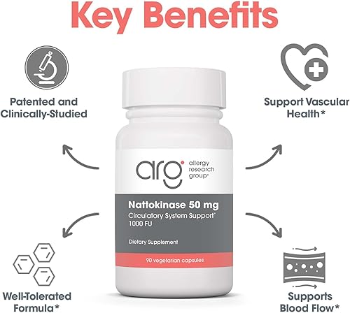 Miniatura 4 de Allergy Research Group Suplemento Nattokinase 50mg - Nattoquinasa purificada y encapsulada, derivada de Natto, cápsulas vegetarianas - 90