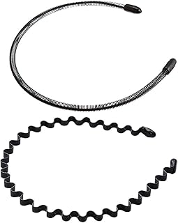 メンズ カチューシャ スプリング Yesmart ヘアバンド 鉄 波型 くし付き 滑り止め 痛くない 黒 シンプル 前髪 髪飾り 2本セット Yes120