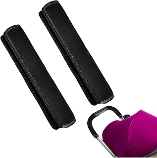 2 Pack 10.82×5.51in Armrest Handle Cover,Universal Pushchair Protector Handlebar Sleeve Bumper,Dust Proof Handle Accessories Removable Fabric Pushchair Case Grip Bar Replacement Covers(Black)