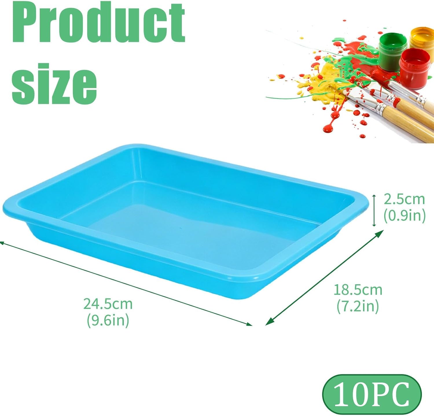 Art Trays, 10 Pack Plastic Craft Trays, Shallow Sensory Trays for Playdough, Sand, Painting, Activity Trays for Classroom, Flat Color Trays for Art Projects