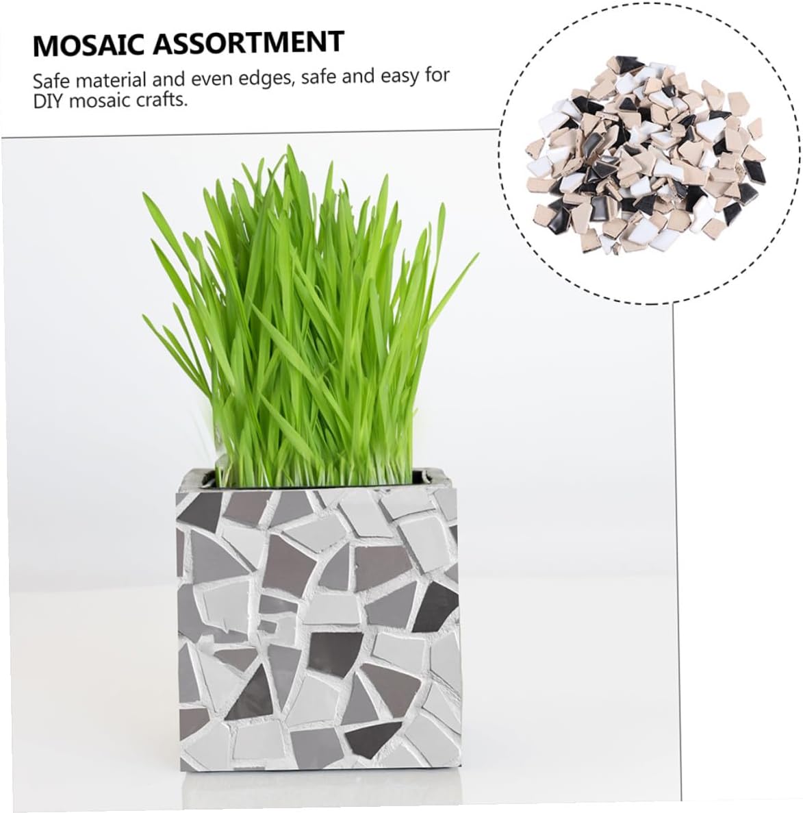 PRETYZOOM Ceramic Mosaic Tiles DIY Accessories Bag Irregular Black and White Handmade Tile for Creative Craft Projects and Home Decoration