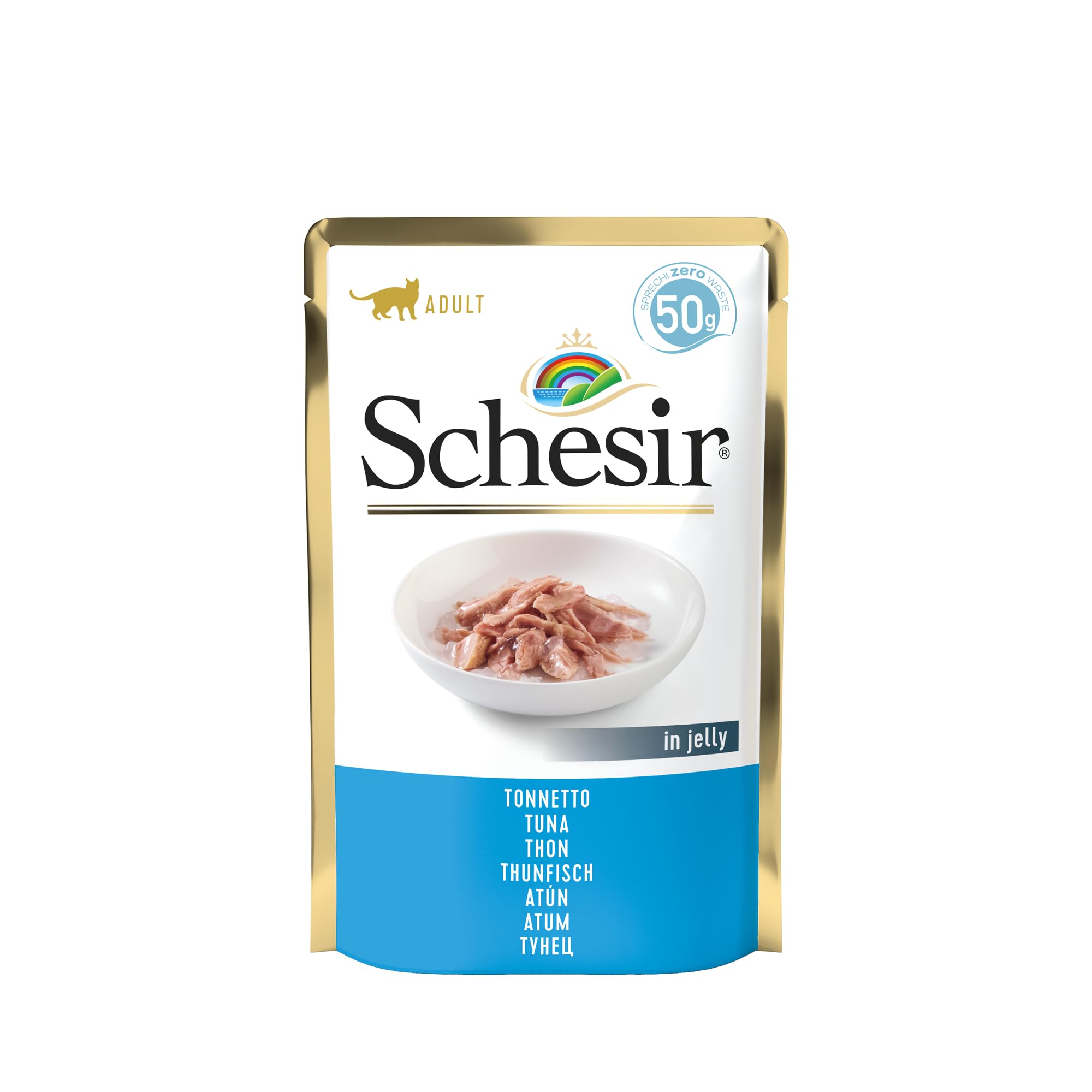 Schesir, Cibo Umido per Gatti Adulti Tonno, in Morbida Gelatina - (30 Buste da 50g)