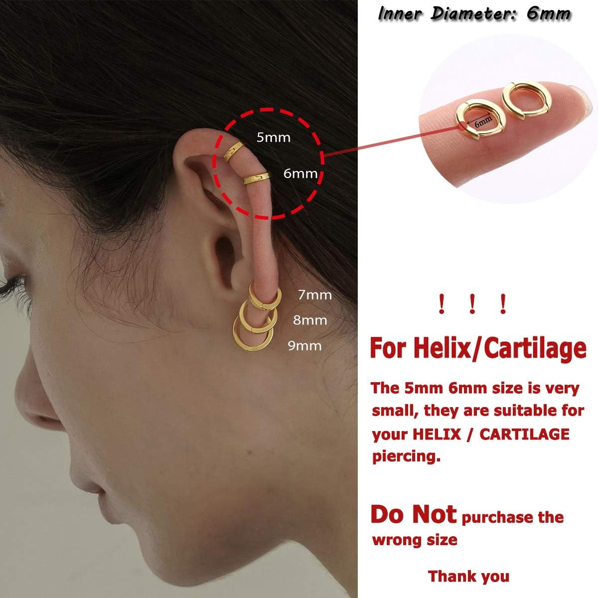 925 Sterling Silver Small Gold Hoop Earrings for Women Girls 14K Gold Huggie Earrings Tiny Hypoallergenic Cartilage Earrings Hoops - Image 2