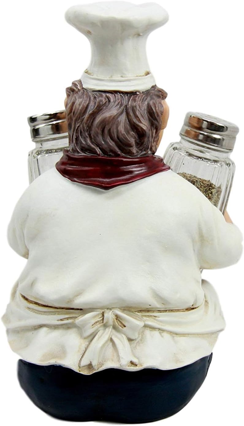 Ebros Italian Head Chef Mario Salt And Pepper Shakers Holder Figurine As Decorative Kitchen Dining Centerpiece Decor For Chefs Cooks Bistro Restaurant Themed Statue (Set Of 2)