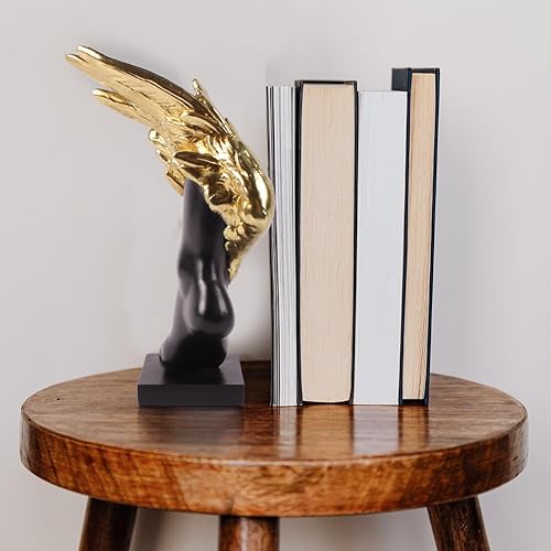 Miniatura 8 de Estatua de pensador, figura artística de plumas doradas descalzas, esculturas modernas de resina para el hogar, decoración moderna para sala