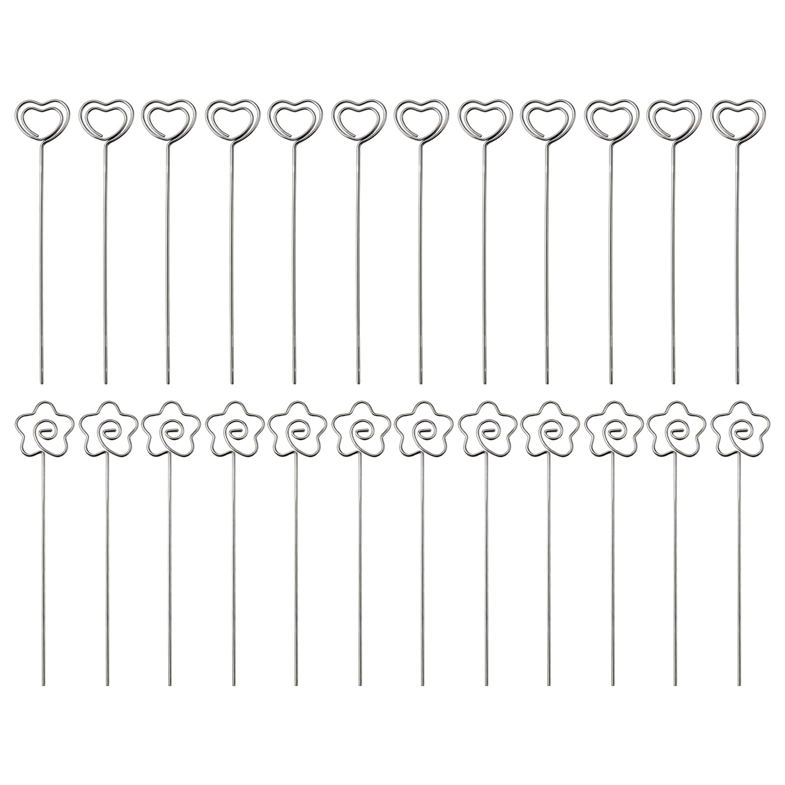 24PCS Memo Clip Set,Silver Metal Photocard Holders,Note Card Holders,Heart-Shaped Table Number Holder,Floral Display Stand,for Parties,Weddings,Cake Decorations,Bouquet Decorations