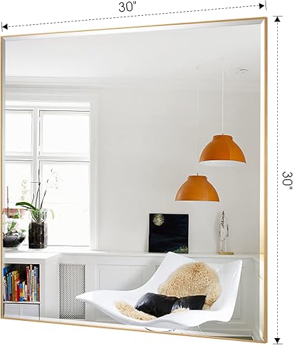 Miniatura 8 de Espejo rectangular de pared con borde biselado de 24 x 32 pulgadas, espejo rectangular con marco de aluminio para baño, tocador, dormitorio, sala de