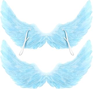 2 Pieces Halloween Angel Wings Feather Wings with Elastic Straps Cosplay Wings for Halloween Costume Party Women