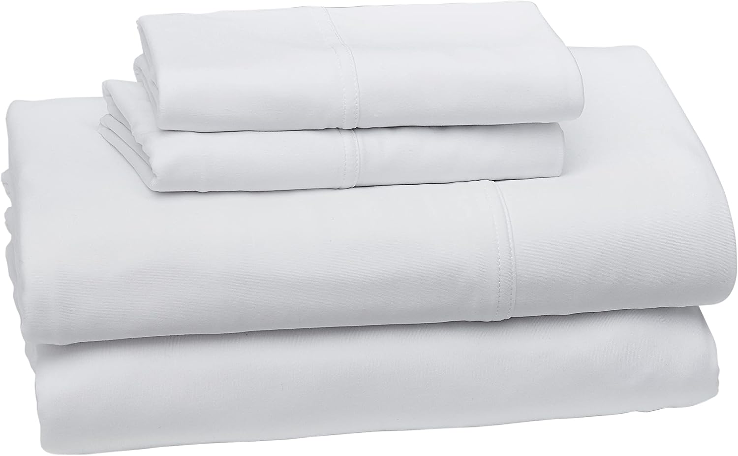 Amazon Basics Performance Brushed Microfiber Bed Sheet Set, Moisture Wicking and Cooling, 4-Way-Stretch - Queen, White