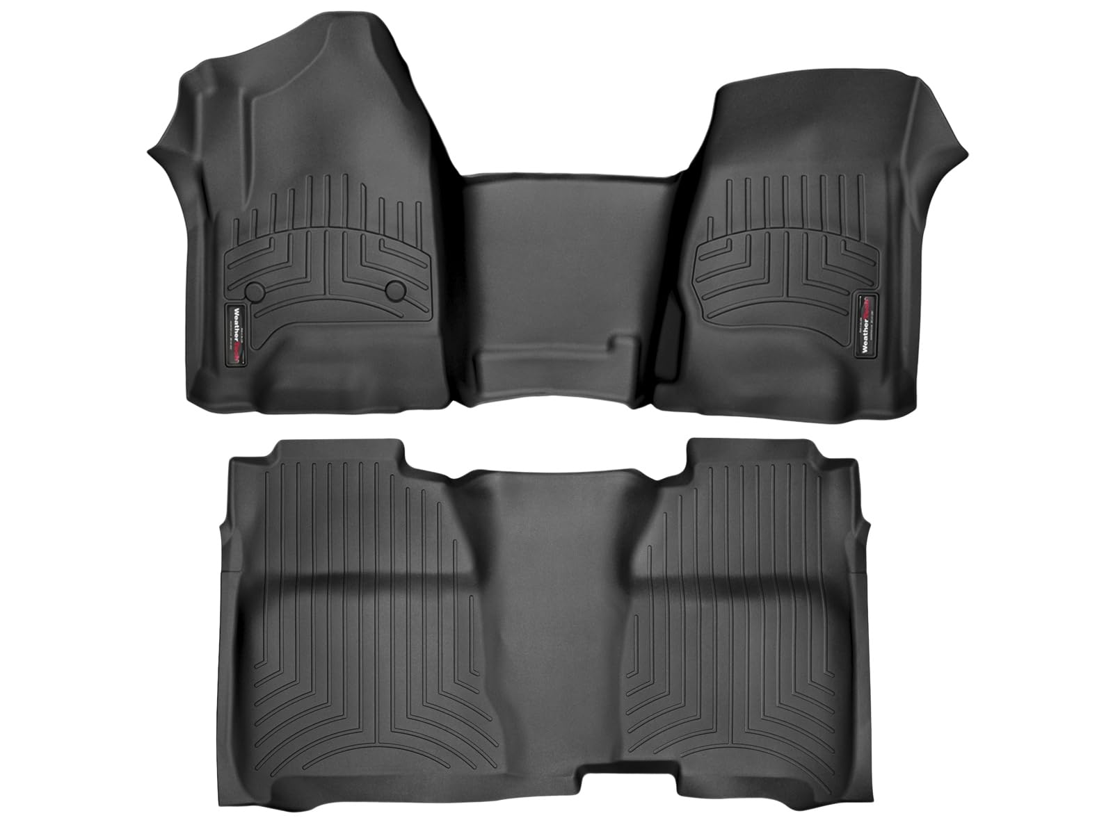 Weathertech Custom Fit FloorLiners for Chevrolet Silverado 2500HD/3500HD, Sierra 2500HD / 3500HD, Silverado 1500-1st & 2nd Row (Over-The-Hump w/Full Coverage Row) (445431-445422), Black