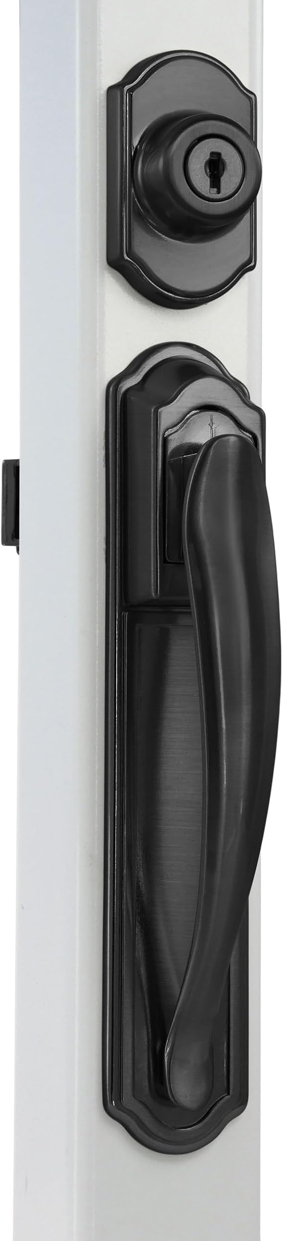 Ideal Security Pull Handle Set with Keyed Deadbolt, Screen Door Handle, Storm Door Handle, Matte Black (4-Piece Set)