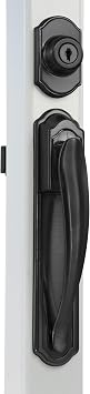 Ideal Security Pull Handle Set with Keyed Deadbolt, Screen Door Handle, Storm Door Handle, Matte Black (4-Piece Set)