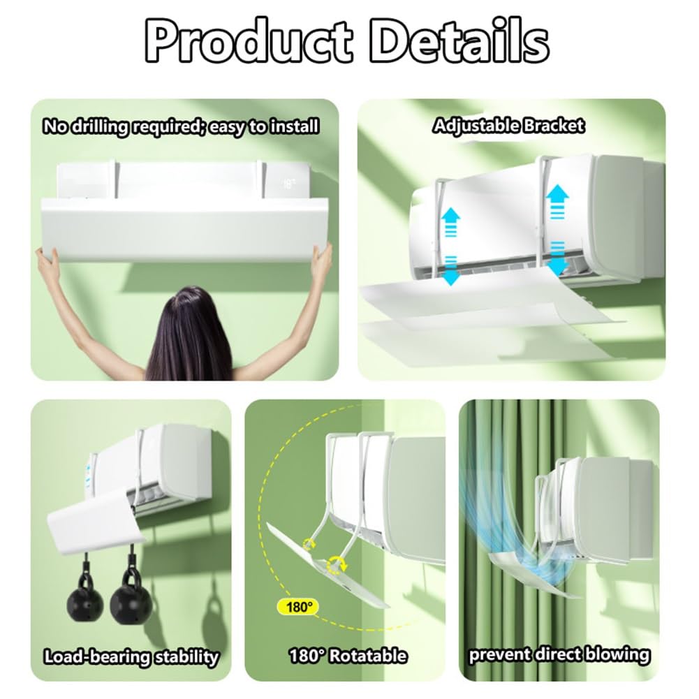 Regolabile Deflettore Condizionatore Domestico con Filtro Impermeabile | Deflettore Telescopico da 90/100/110 cm, Scudo Del Condizionatore Anti-getto Diretto per a Parete(110X20CM/43X8IN)