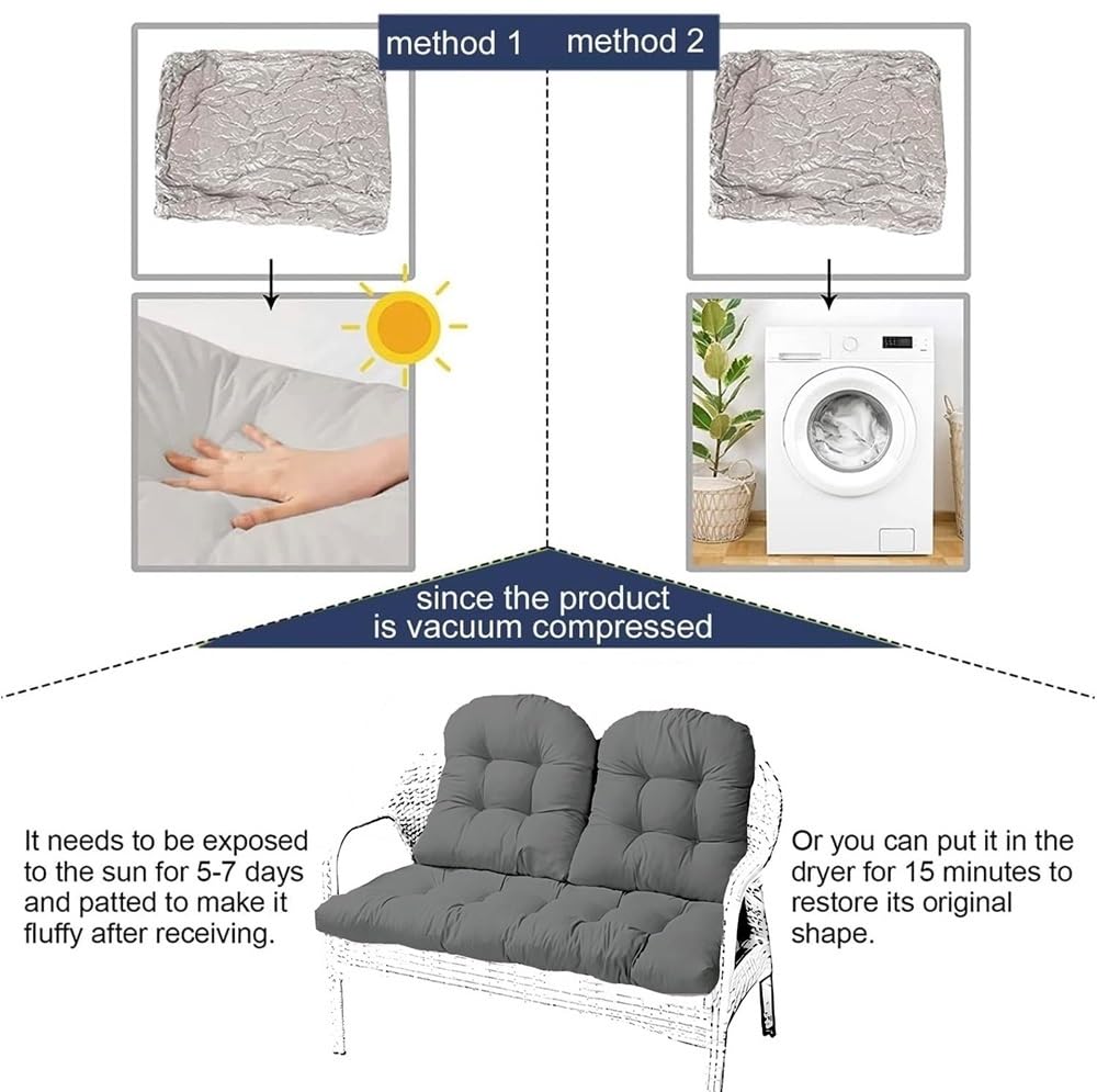 Cojín impermeable para columpio de jardín, cojín de repuesto para silla mecedora, almohada para muebles de patio, 120 x 50 cm, apto para metal y madera