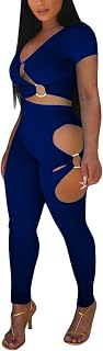 Mintsnow Women's Sexy Two Piece Outfits V Neck Ribbed Cut Out Long Sleeve Crop Top Bodycon Pants Sets Sweatsuit Tracksuits Price In India
