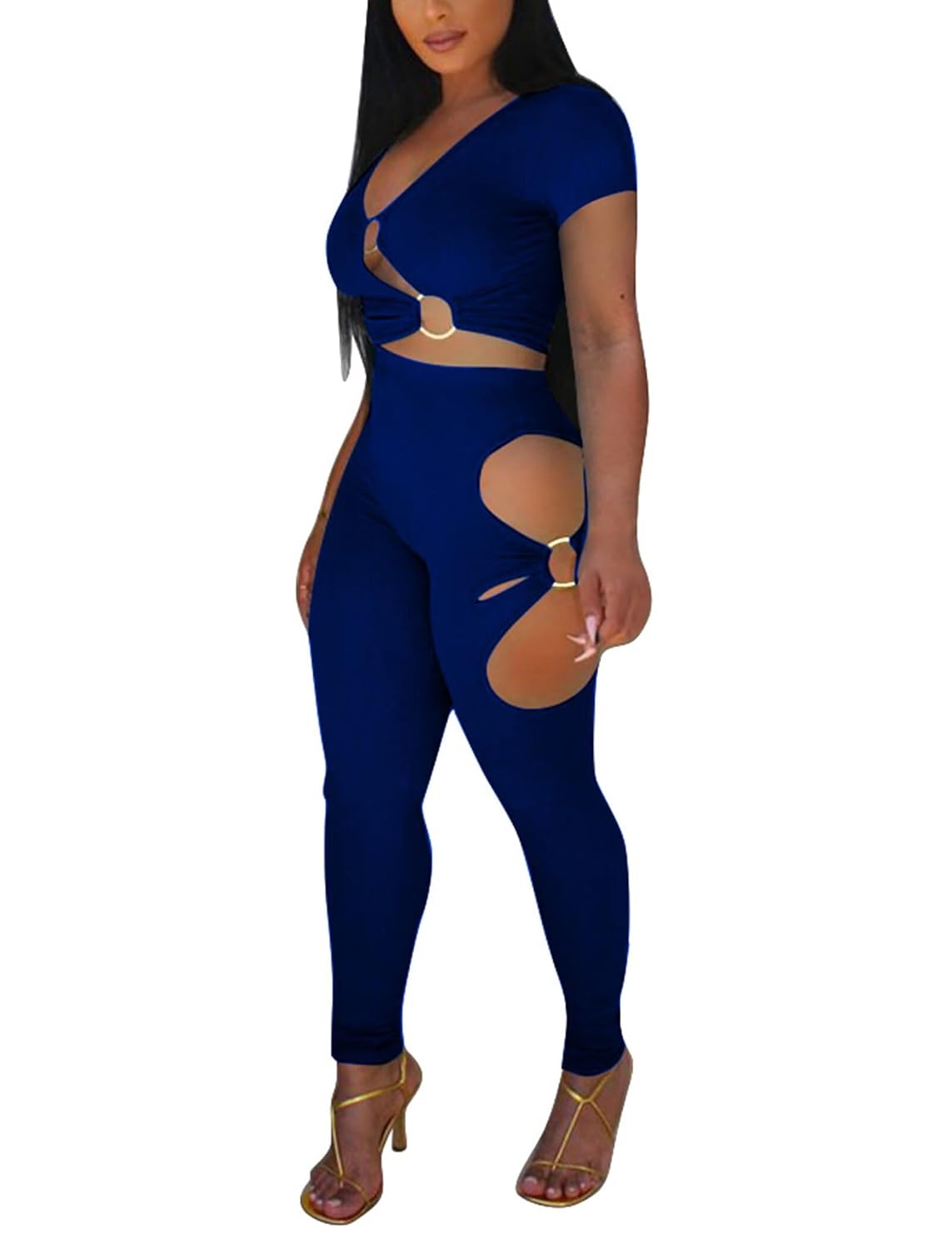 Mintsnow Women's Sexy Two Piece Outfits V Neck Ribbed Cut Out Long Sleeve Crop Top Bodycon Pants Sets Sweatsuit Tracksuits - Review, Price and Buying Guide
