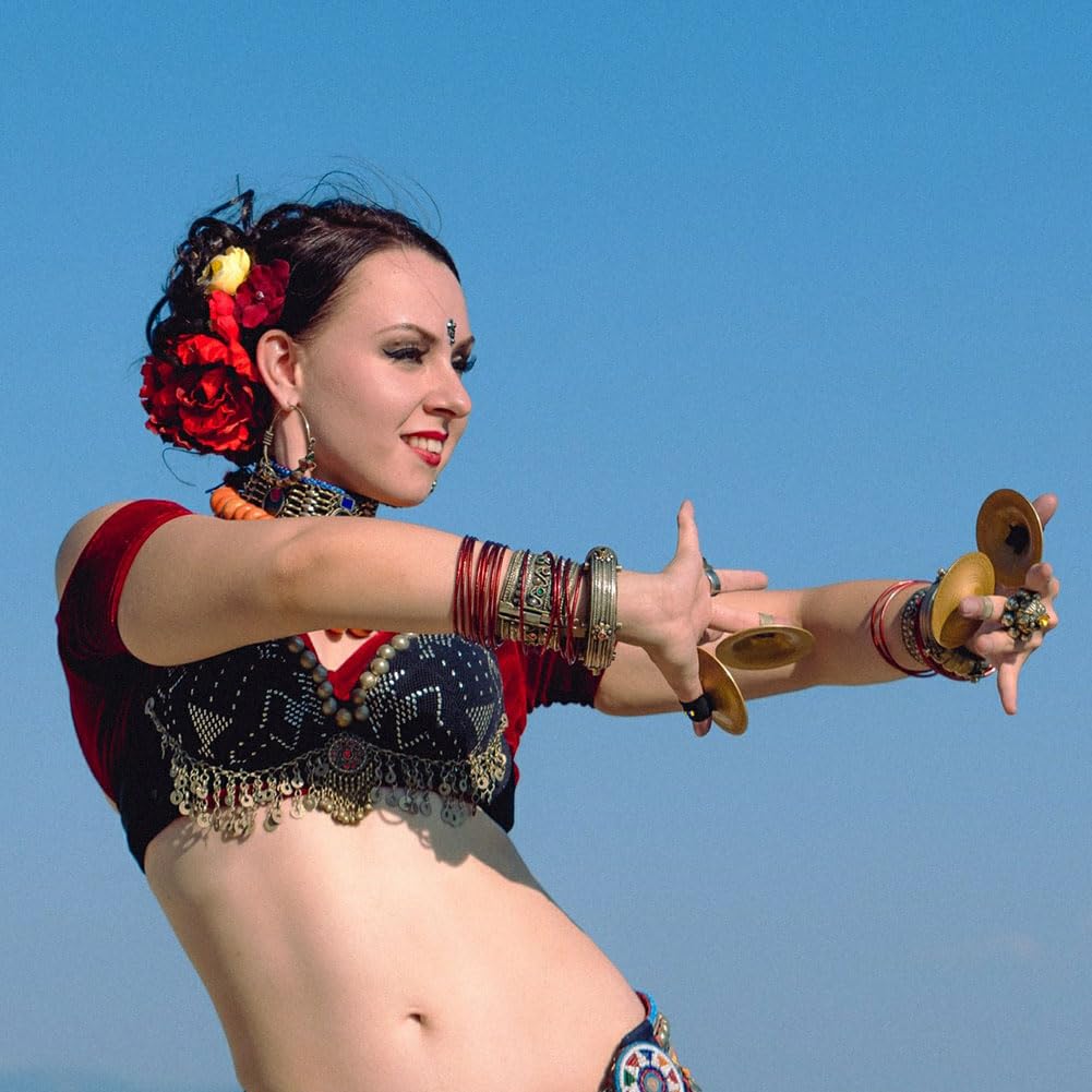 Platillos de Dedo, Platillo de Baile, Platillo de Dedo para Danza del Vientre, Platillo de Dedo de Mano, Platillo para Dedo de Latón, Instrumento Musical para Bailar con los Dedos, para de Bailarina