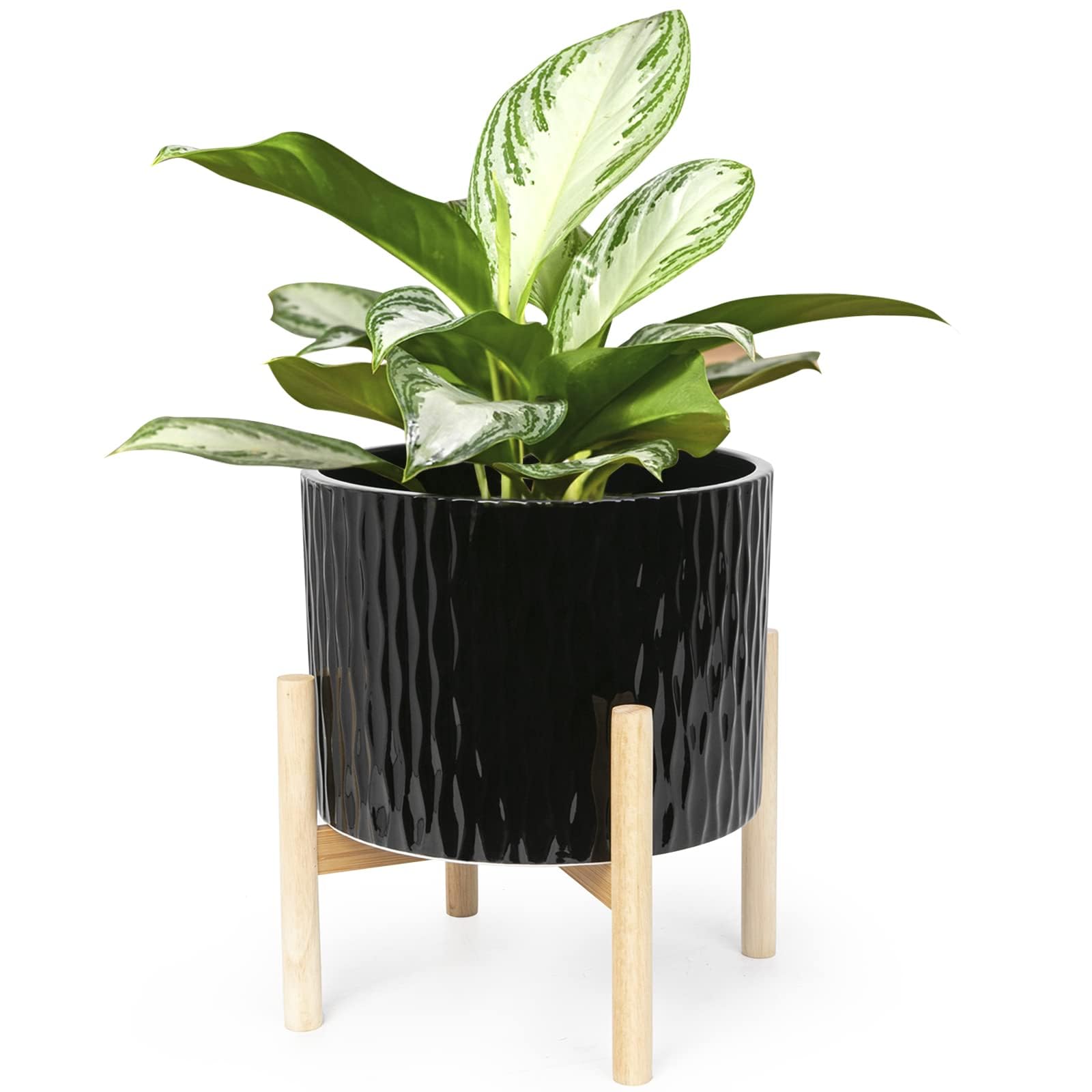 LaDoVita Ceramic Plant Pot with Stand