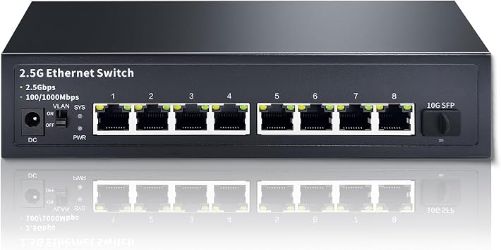 STEAMEMO 8 Ports 2.5G Ethernet Switch 8x2.5Gbit,1x10G SFP