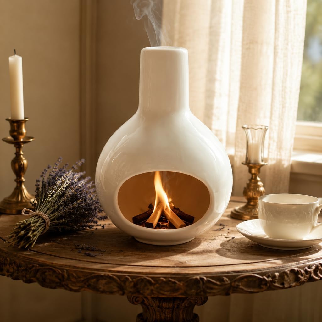 White Ceramic Incense Holder, Handmade Incense Burner for Sticks Cones Backflow, Palo Santo Holder Sage Burner with Ash Catcher, Meditation Accessories Aromatherapy Gift Set