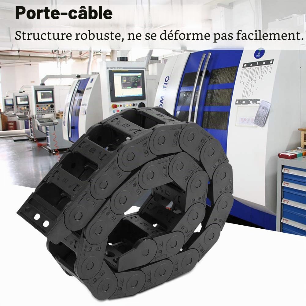 Chaîne porte Câbles 100cm 25 x 57mm Câble Chaîne de Traînage Longue Nylon Noir Ouvrir Chaine de Transmission pour Imprimante 3 Dimensions Machines-outils CNC