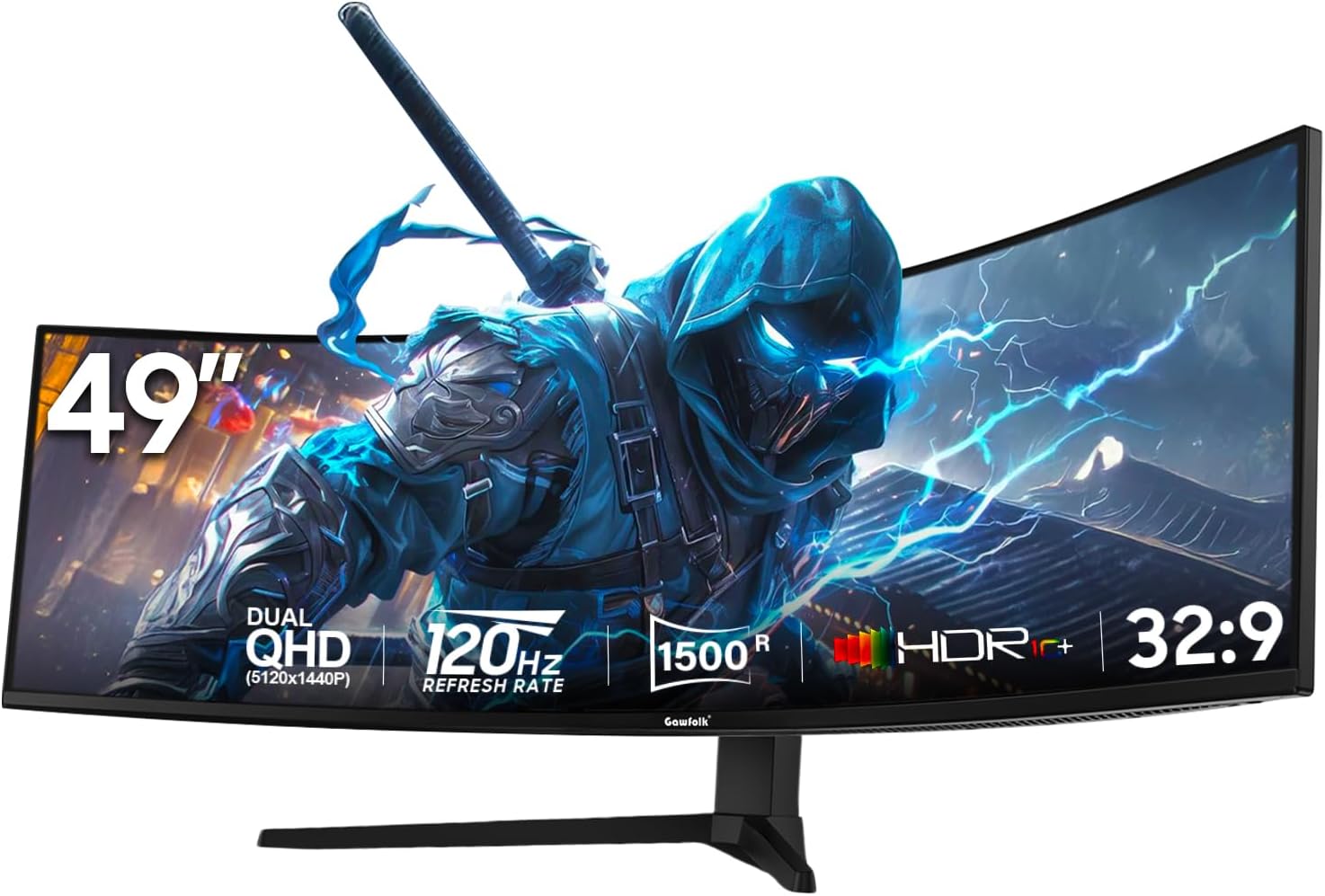 Gawfolk 34-inch Ultra-Wide Gaming Monitor | 21:9 IPS Screen Display | 120Hz Refresh Rate | FreeSync & G-Sync Compatible | HDMI & DP Ports, Wall-mounted 75 * 75mm