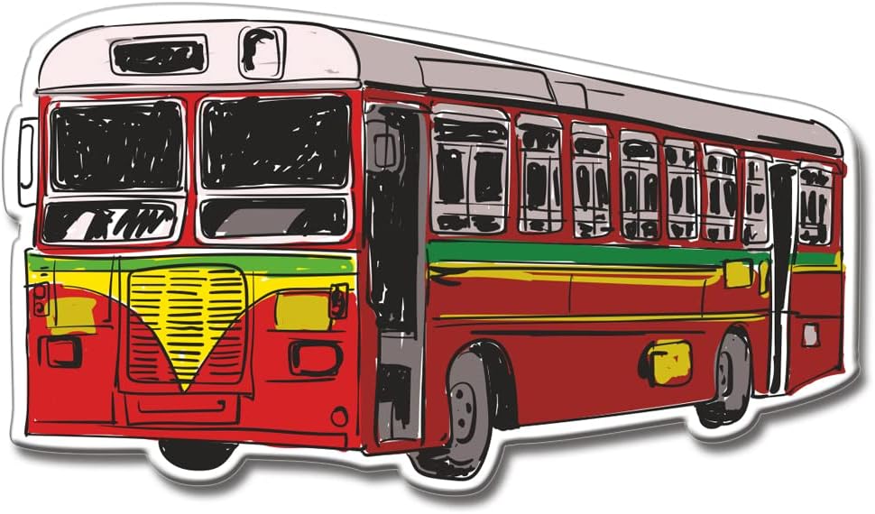 Yey Fridge Magnet Refrigerator Stylish Bombay Best Bus for Home, Kitchen and Office Decoration (Multicolour, 3.5x2.5 inches) Single Piece