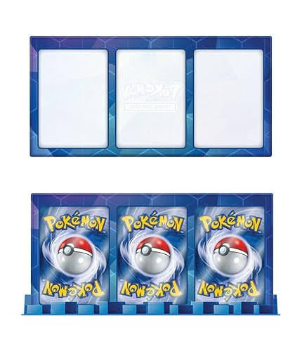 3 Karten One Touch Magnetic Holder Frame & Stand kompatibel für Pokemon Karten Sammelkarten Halter & Ständer Blau