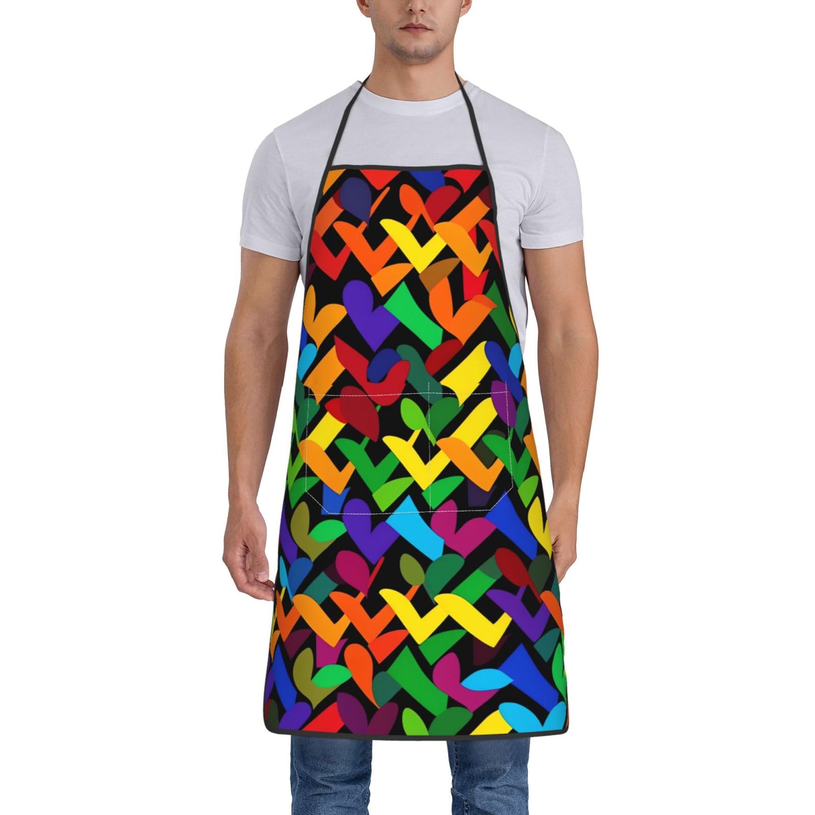 Tabliers arc-en-ciel Gay Pride pour femmes et hommes, imperméables et ajustables, avec 2 poches, doux et résistants, pour la cuisine, la pâtisserie, la peinture, le jardinage et le soin du corps.