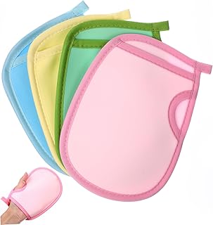 فوميز. قفازات حمام من 4 قطع، قفازات سبا للتقشير وتقشير الظهر، قفازات لتنظيف الظهر، قفازات للاستحمام واسفنجة الاستحمام لحديثي الولادة قابلة للغسل من مادة بي في ايه