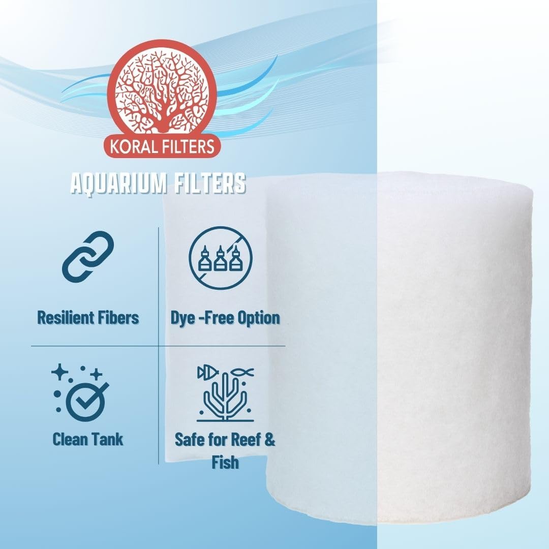 Premium Aquarium Filter Media Pad - Cut-to-Fit Roll, Fresh and Saltwater Safe, Blue & Dye-Free Options, Made in USA (Dye Free, 12"x144" (12 ft) x 0.75")