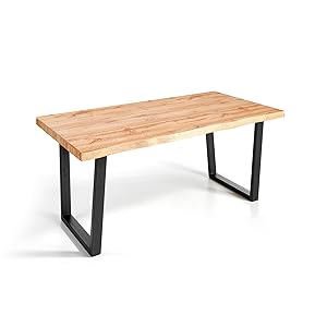 MOMMAHOME® Mesa Comedor Madera - Mesa Salon Rustica, Mesa Comedor Patas Metálicas/Hierro Negro, Mesa Madera MDF, Comedor, Alaska, Color Roble/Negro (160_x_90_cm)