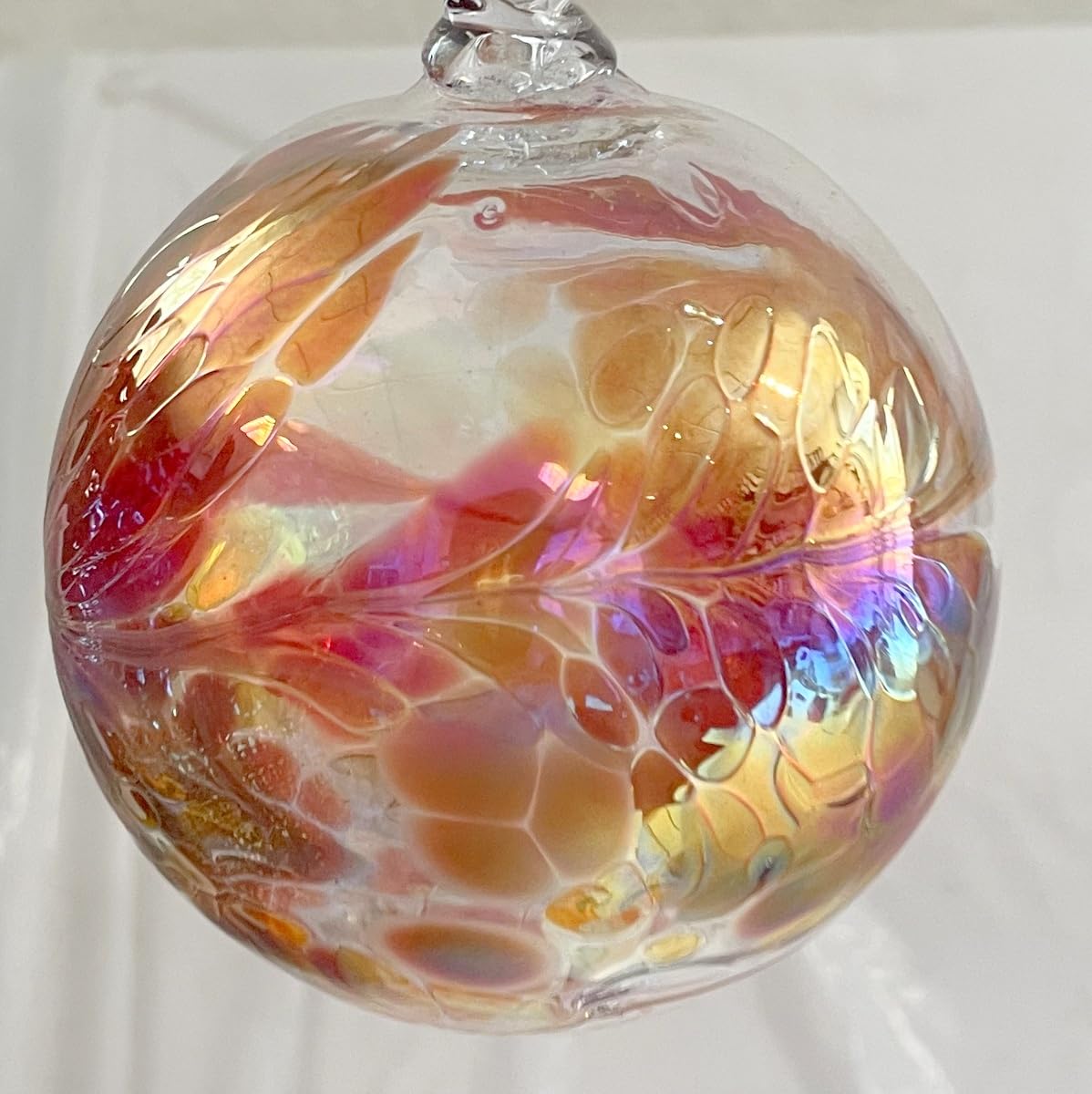 Kugel zum hängen Bunte Glaskugel zum aufhängen Ornament dunkel rot klar Fensternkugel mundgeblasenes Kristallglas Ø ca. 10 cm