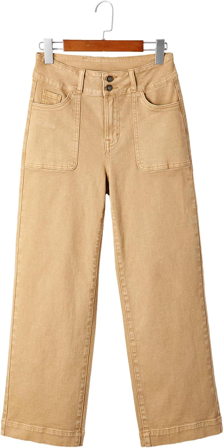 Sidefeel Women's Wide Leg Jeans High Waisted Stretchy Tummy Control Straight Leg Denim Pants - Image 8