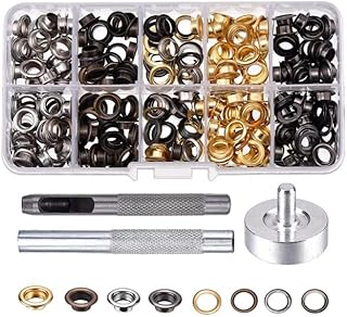 SEIWEI 2/5 Inch Grommet Kit Set 100Pcs Grommet Eyelets with 3 Punch Tool Kit and Storage Box DIY Crafts 4 Colors