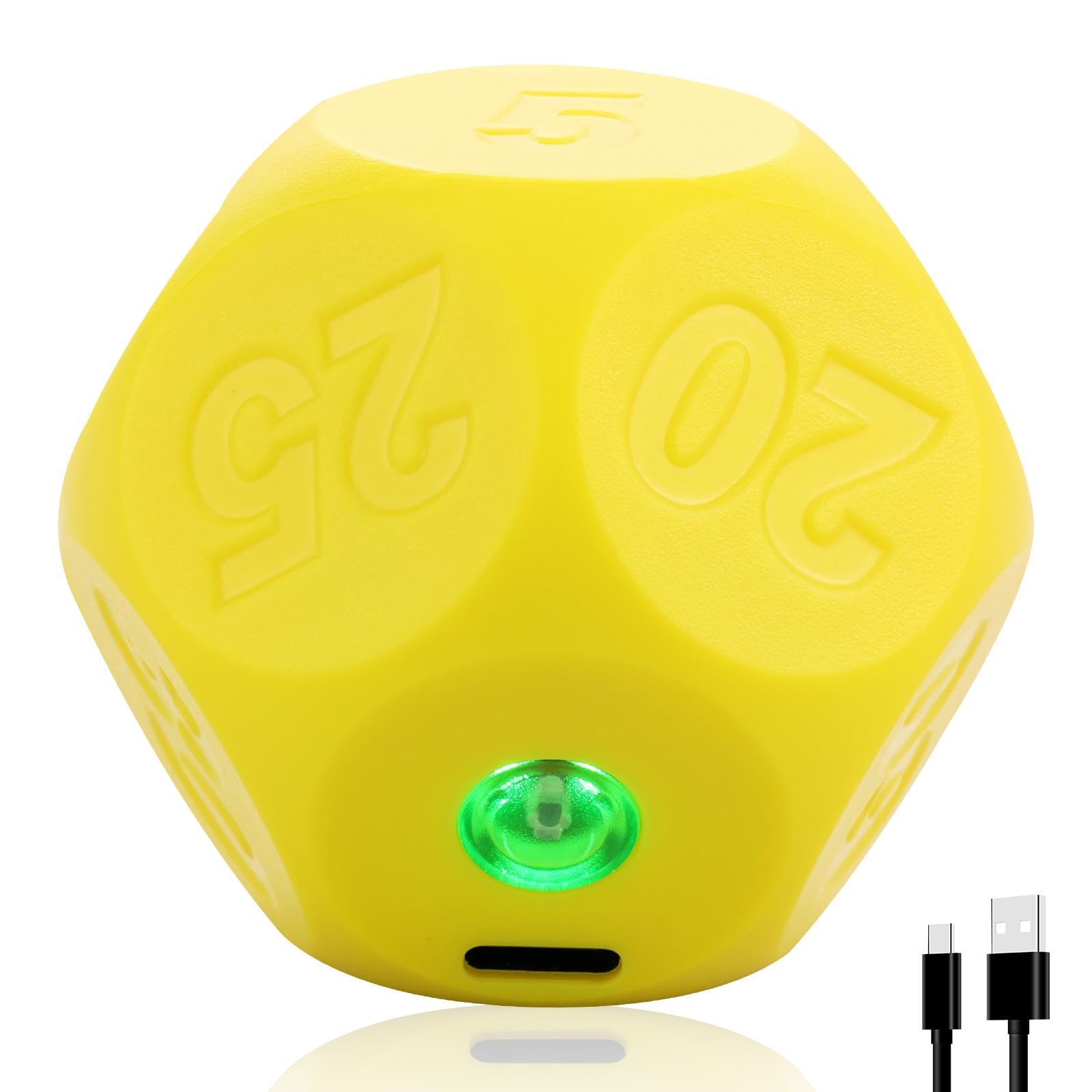 Cube Timer 12 Sided Productivity Timer Cube with 11 Preset Countdown Rechargeable Flip Time Management Tool for Kitchen Study Meeting(yellow)